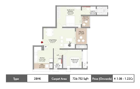 2 BHK 559 SqFt