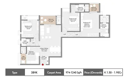 2 BHK 559 SqFt